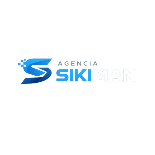 Logo moderno de Agencia Sikiman con diseño corporativo en tonos azules y tipografía minimalista.